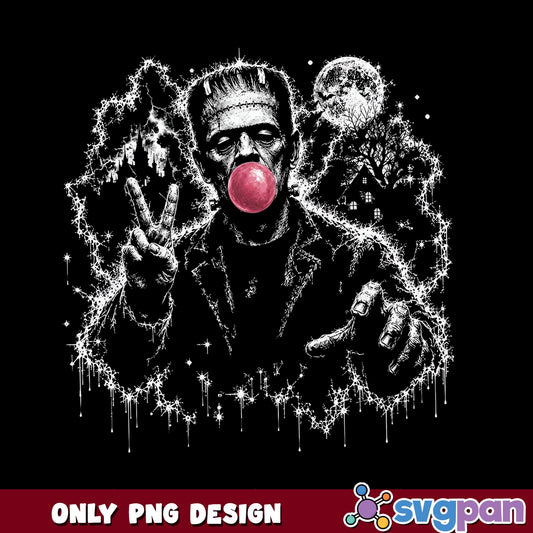 Frankenstein Bubblegum Halloween PNG, Horror Monster PNG, Spooky PNG