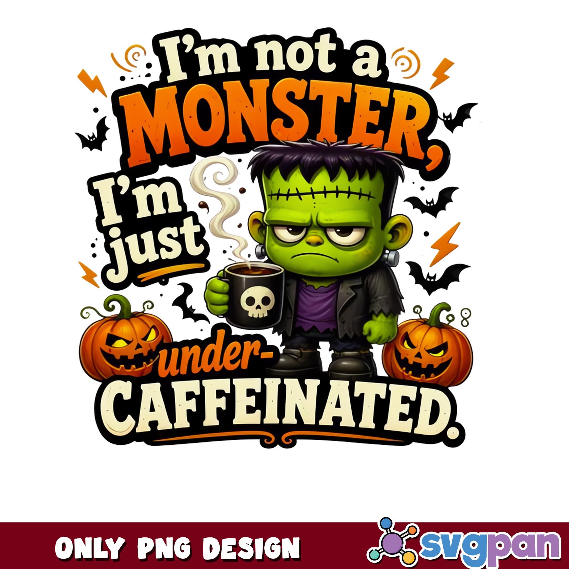 Frankenstein Halloween Coffee PNG, Funny Halloween PNG, Monster PNG