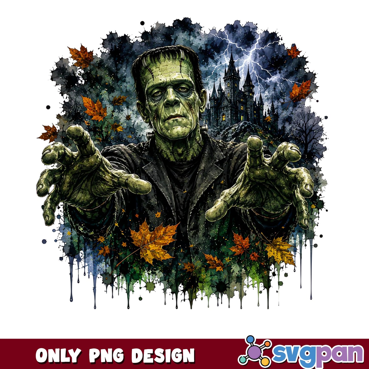 Frankenstein Halloween PNG, Horror Monster PNG, Spooky Castle PNG