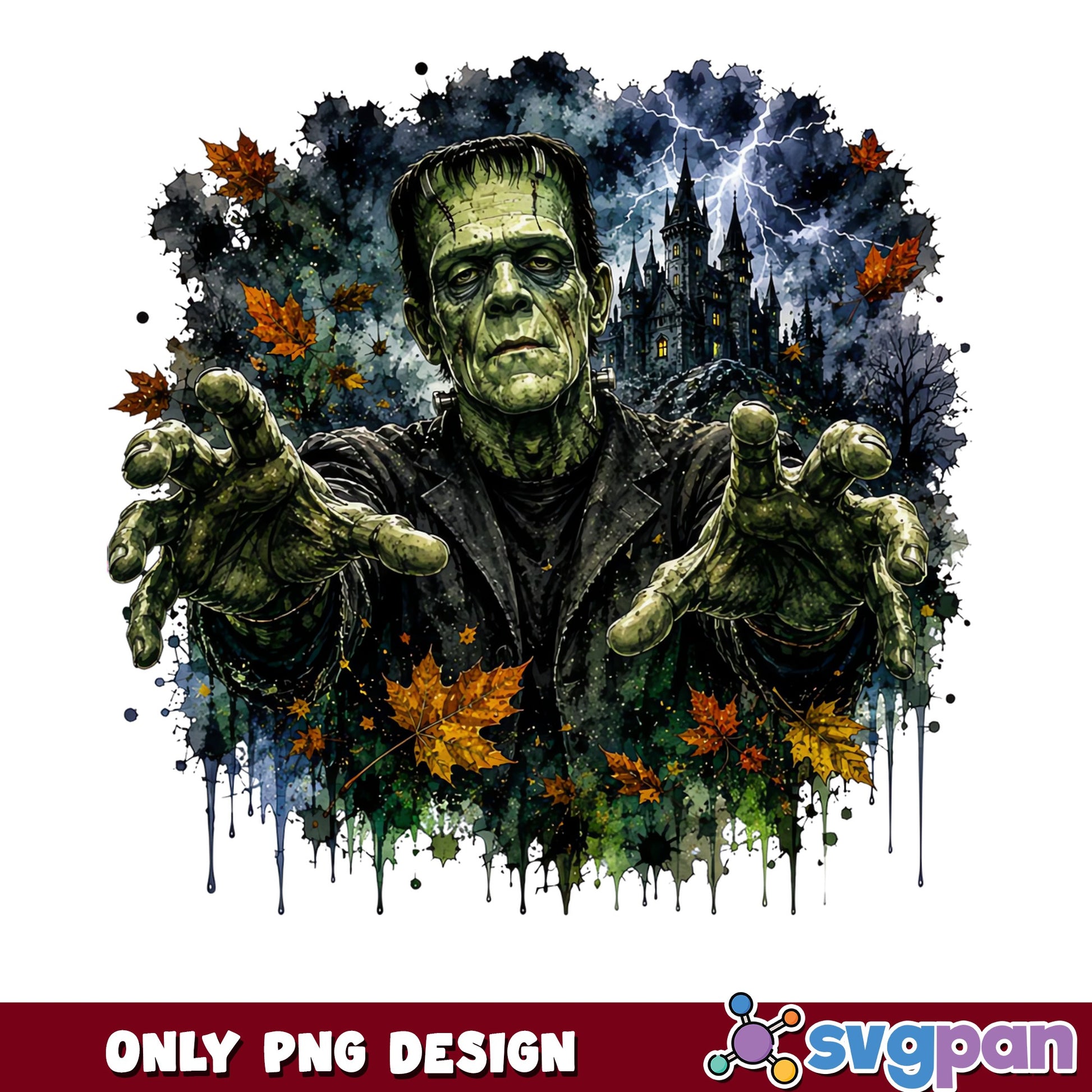 Frankenstein Halloween PNG, Horror Monster PNG, Spooky Castle PNG