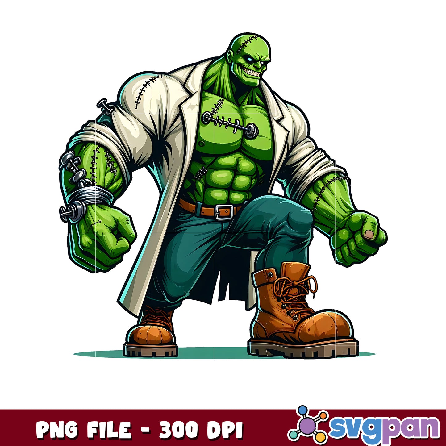 Frankenstein hulk design png, spooky characters png, avengers halloween​​ ​png