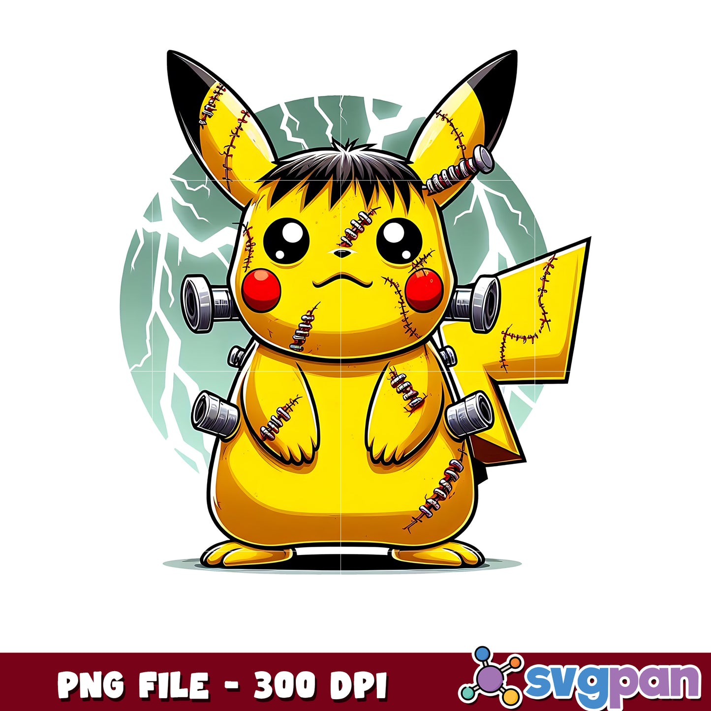 Frankenstein pikachu png, happy halloween png, halloween pokemon​ ​png
