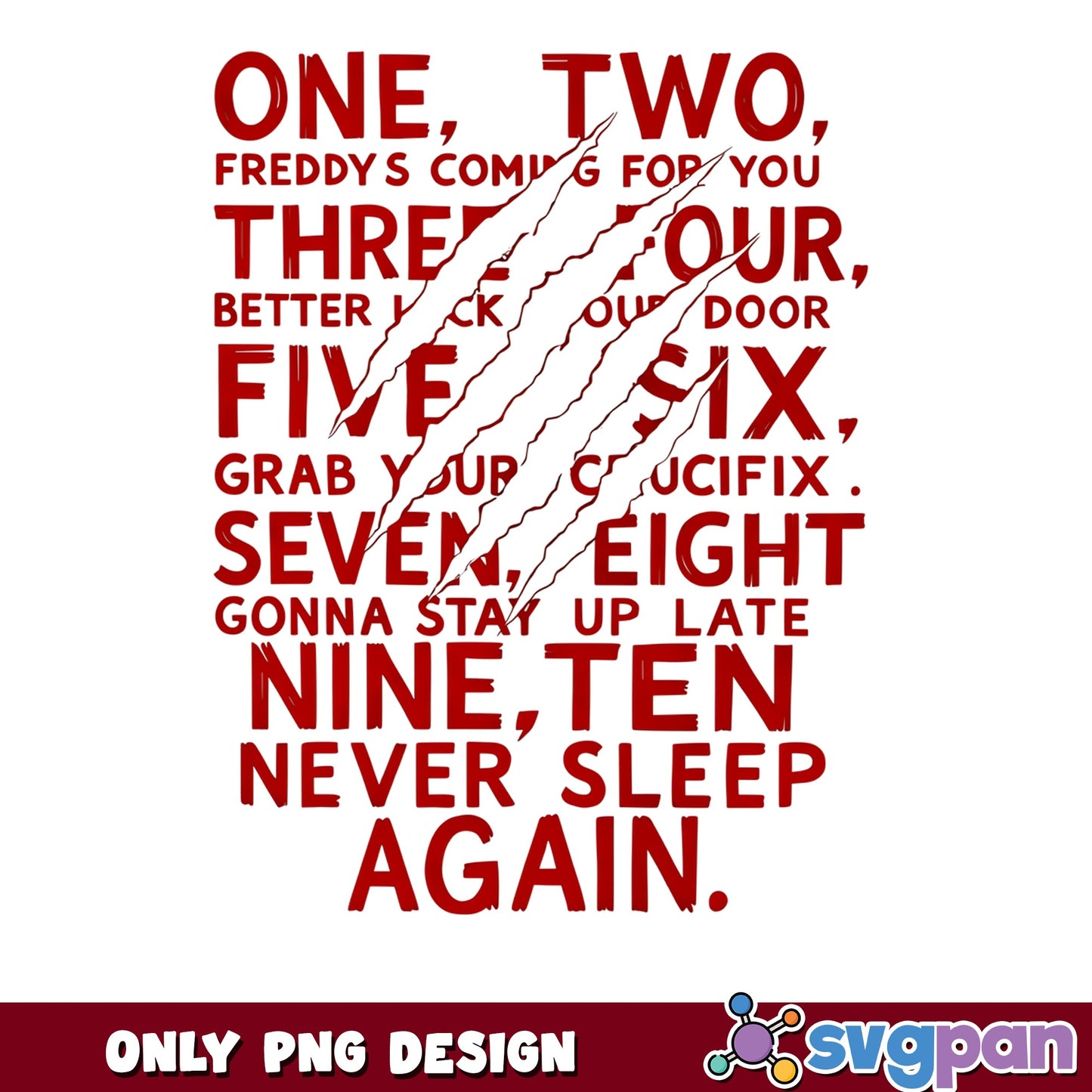 Freddy Krueger Never Sleep Again PNG, Horror Quote PNG, Halloween PNG