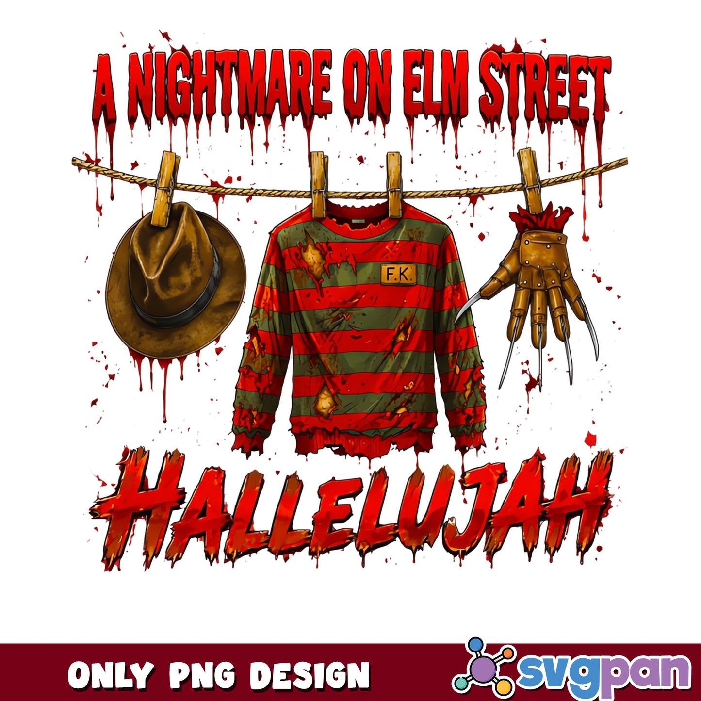 Freddy Krueger Nightmare On Elm Street PNG, Halloween PNG, Horror PNG