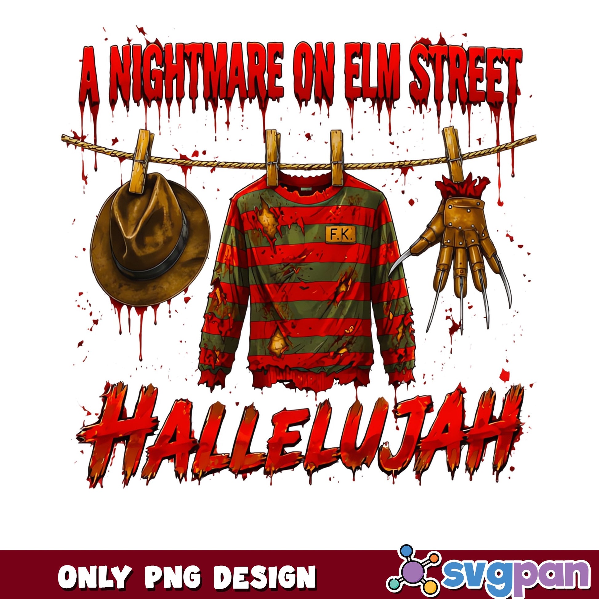 Freddy Krueger Nightmare On Elm Street PNG, Halloween PNG, Horror PNG