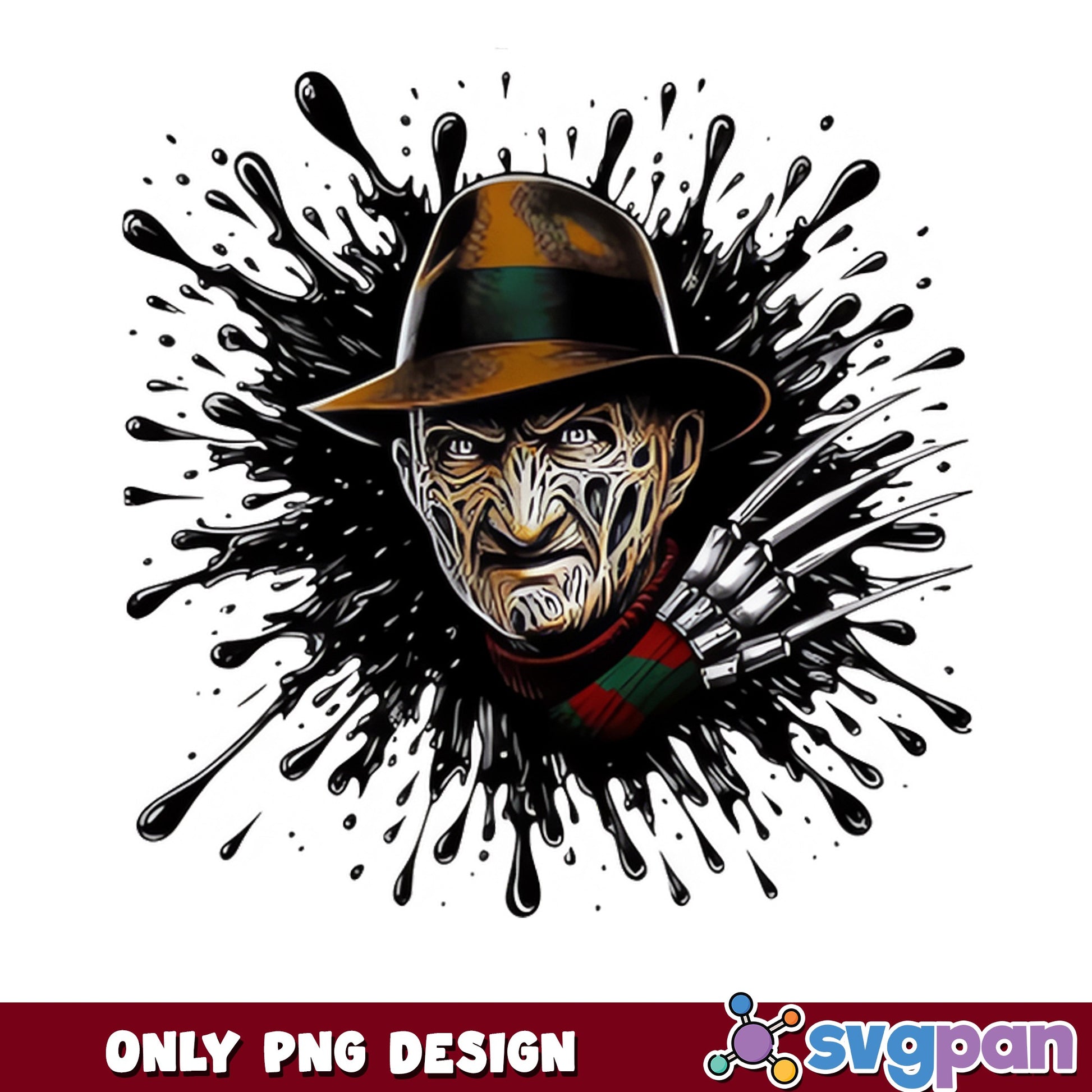 Freddy Krueger Splatter PNG, Horror Movie PNG, Halloween PNG