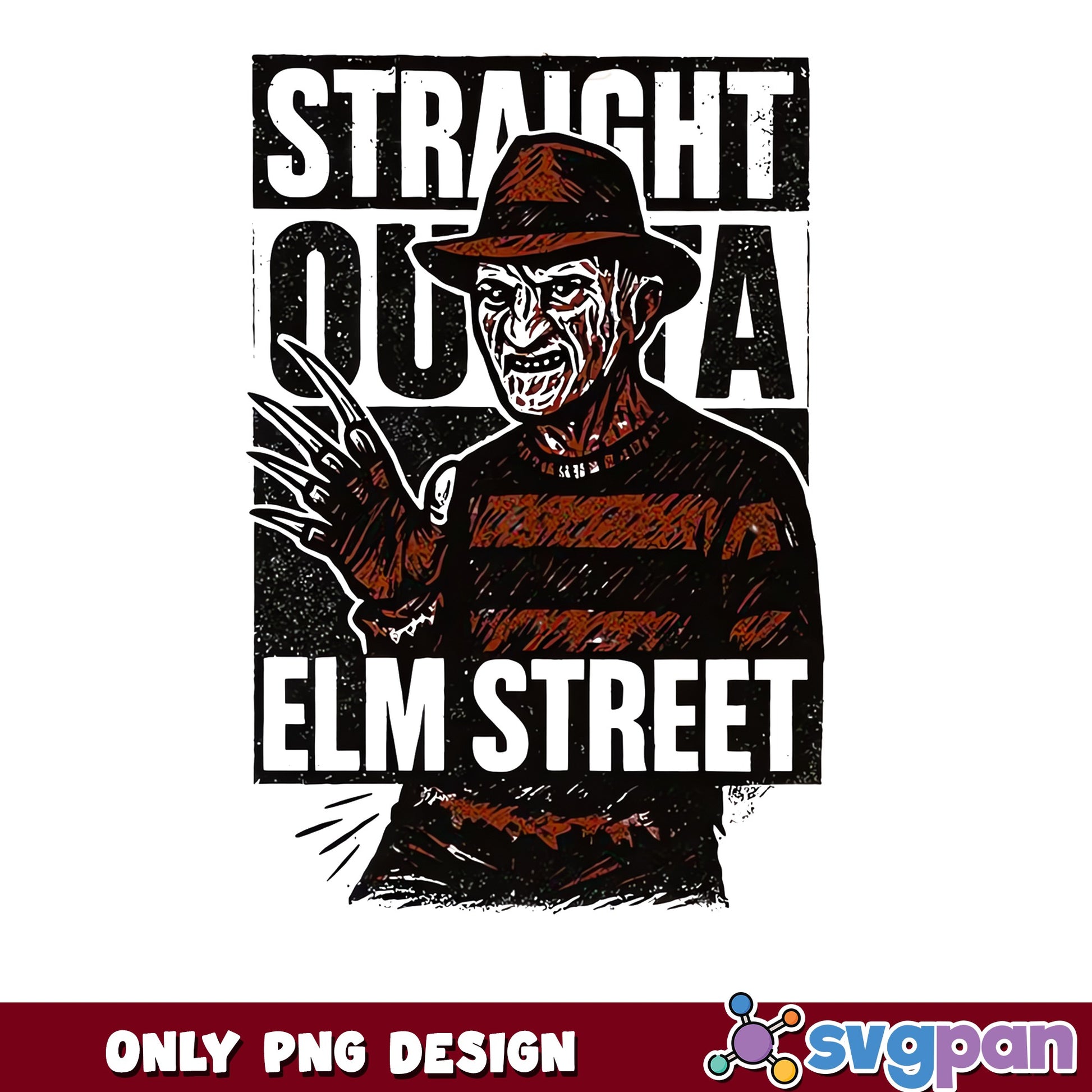 Freddy Krueger Straight Outta Elm Street PNG, Horror PNG, Halloween PNG