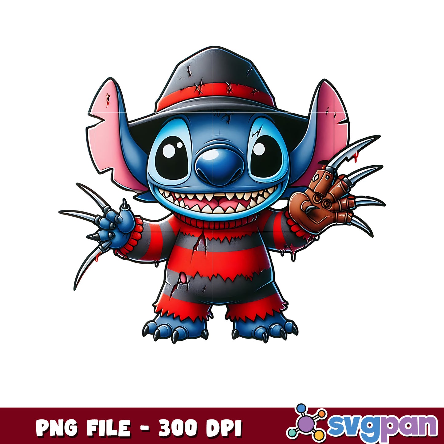 Freddy stitch png, happy halloween png, halloween decor​ png
