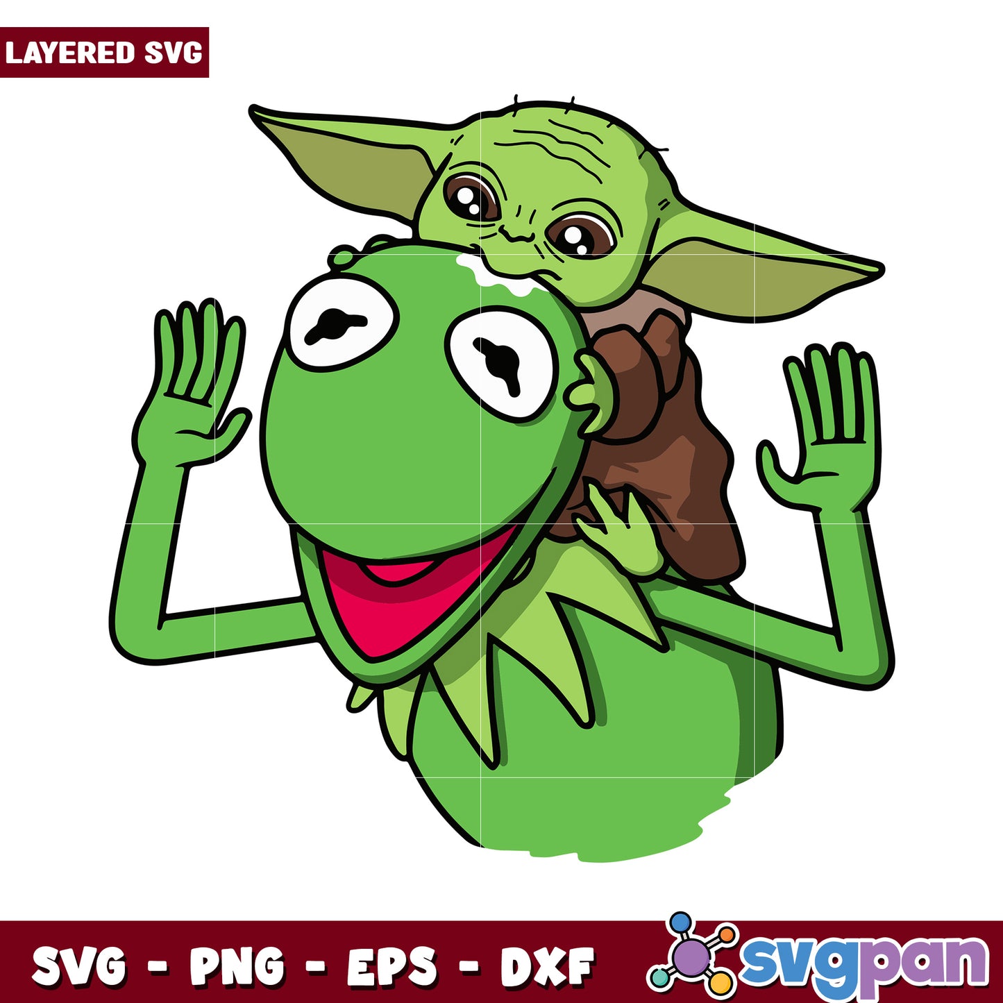 Friendly Kermit the Frog and Yoda illustration, perfect for creative projects