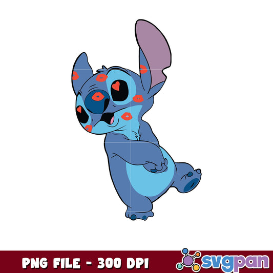 Friendly blue character with hearts, high quality PNG file