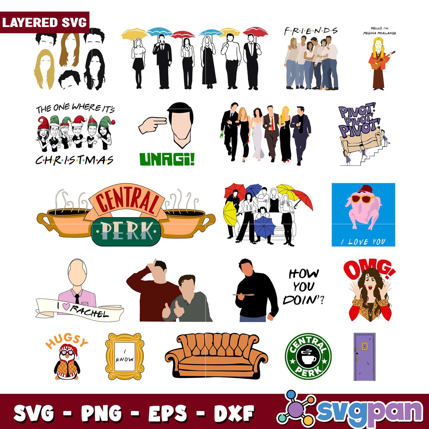 Friends SVG Bundle Layered Designs