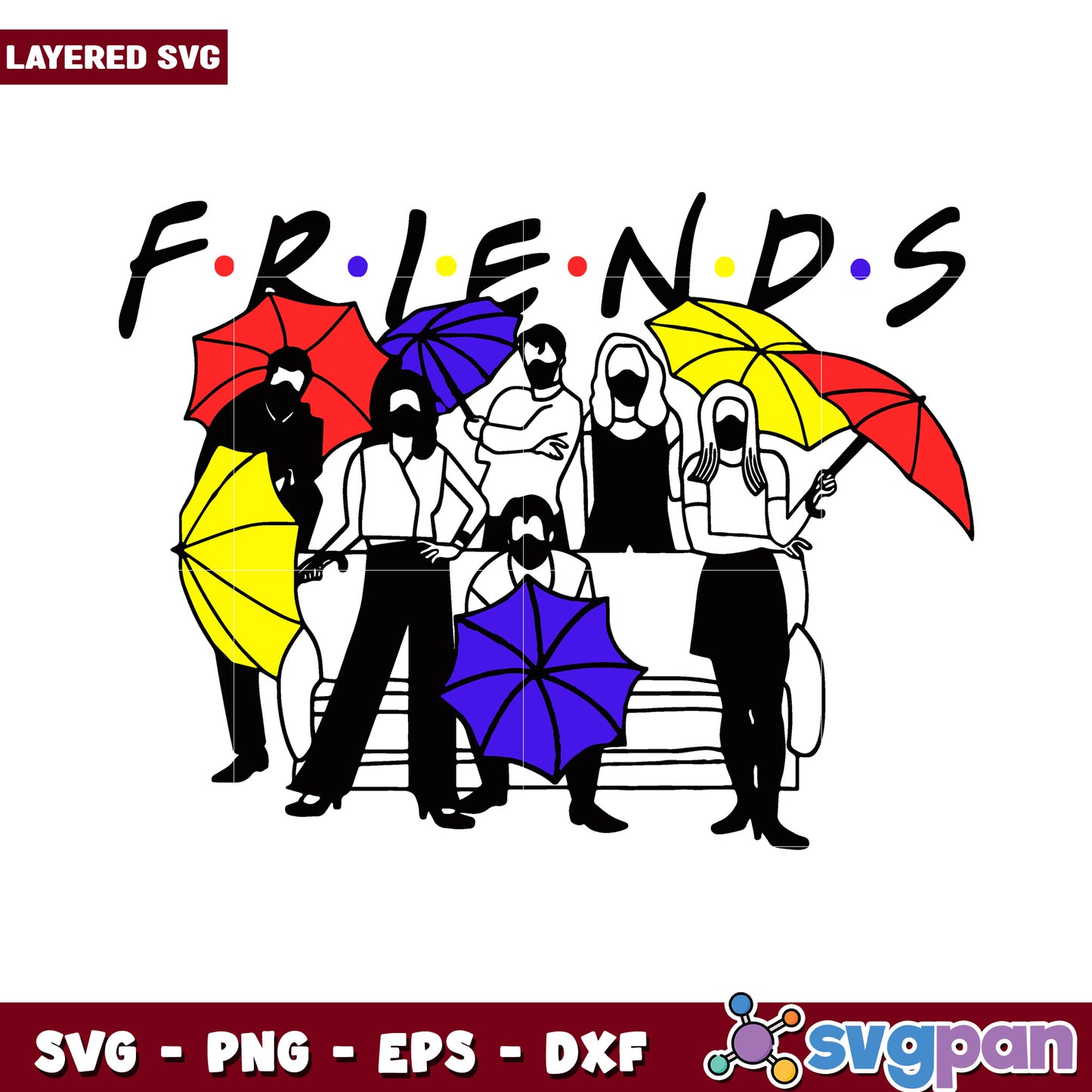 Friends TV Show Umbrella SVG Design, Perfect for Craft Projects