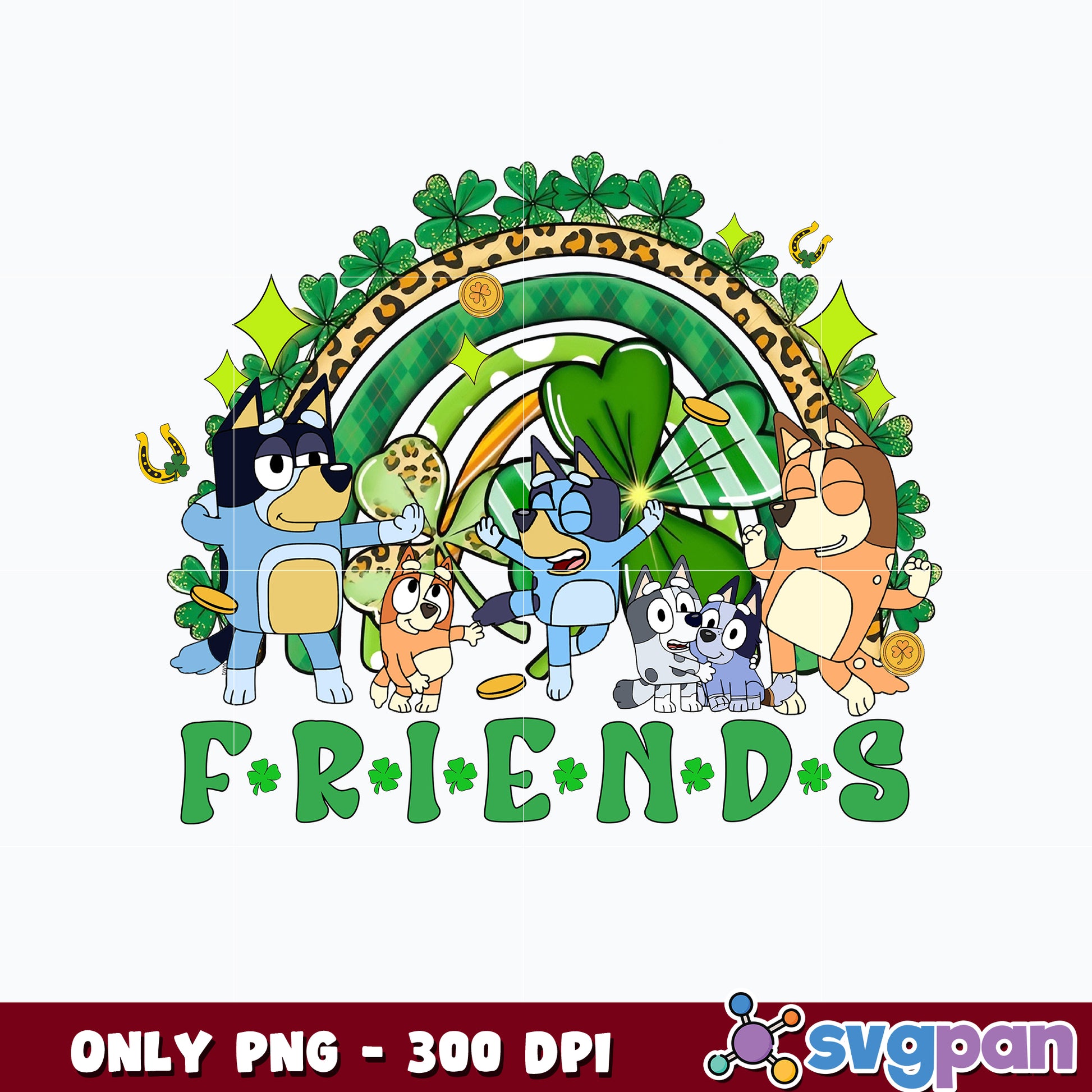 Bluey Friends St Patricks Day Png  