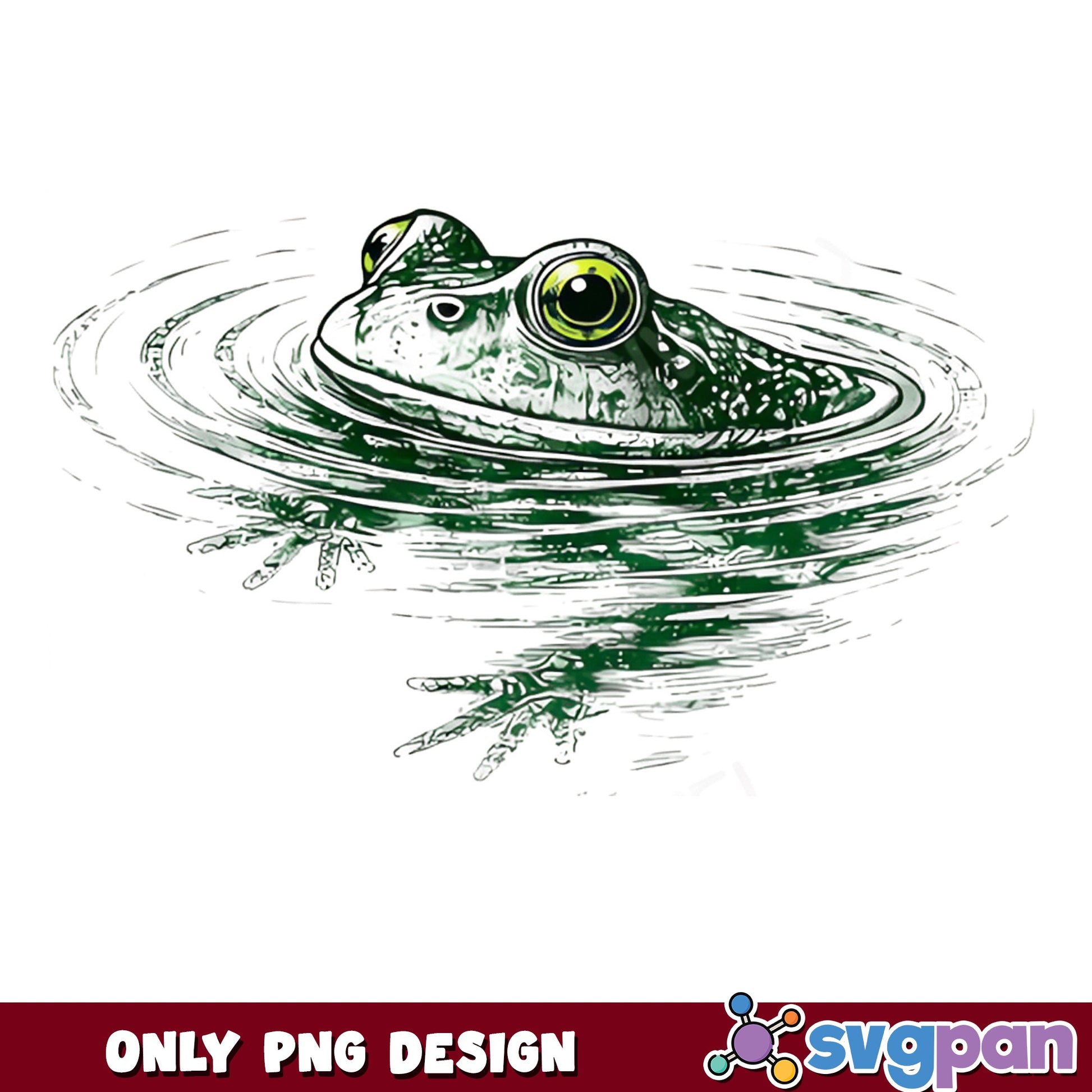 Frog In Water PNG, Green Frog Clipart PNG, Frog Pond PNG