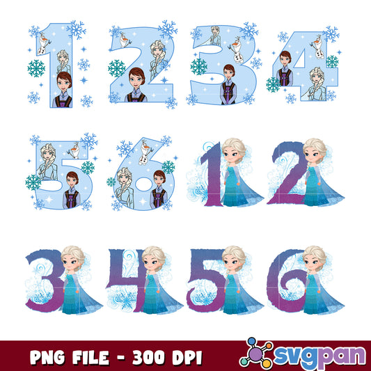 Frozen Number PNG Bundle 1-6