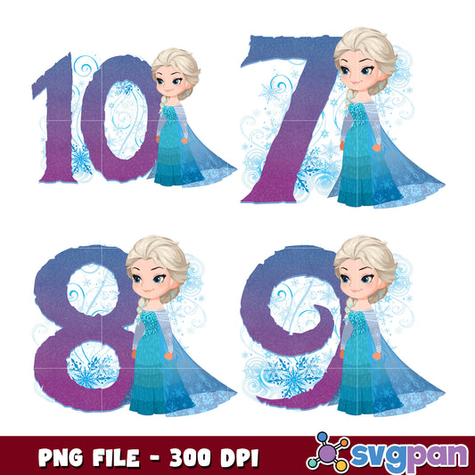 Frozen Number PNG Bundle 300 DPI