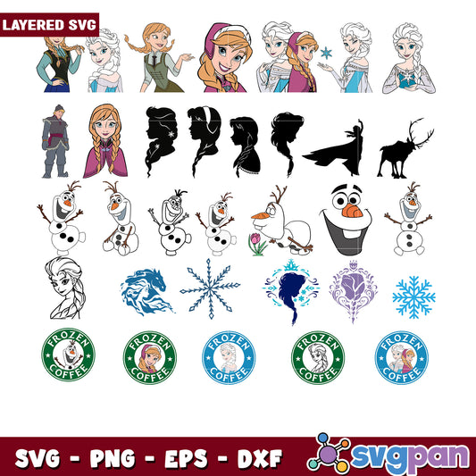 Frozen SVG Bundle Layered Cut Files