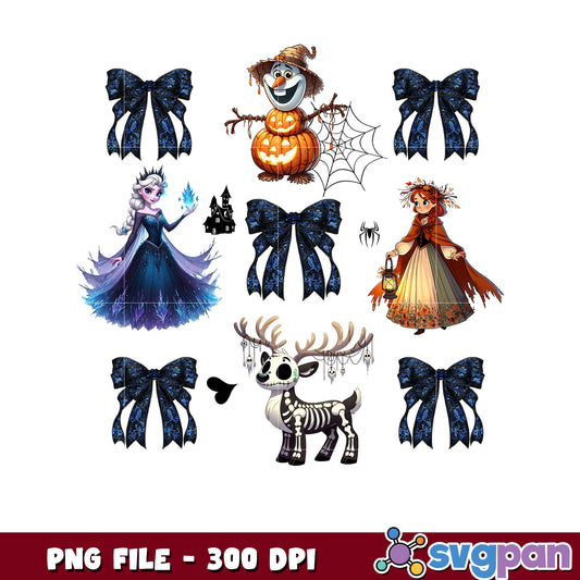 Frozen characters halloween png, spooky vacation png, avengers decorations​​ ​png