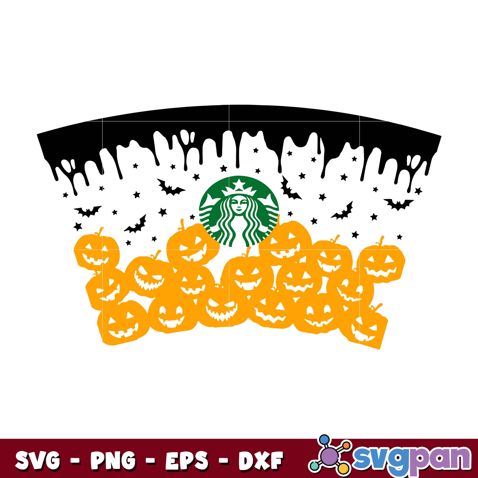 Full Wrap Halloween Pumpkin Starbucks Venti Cold Cup svg