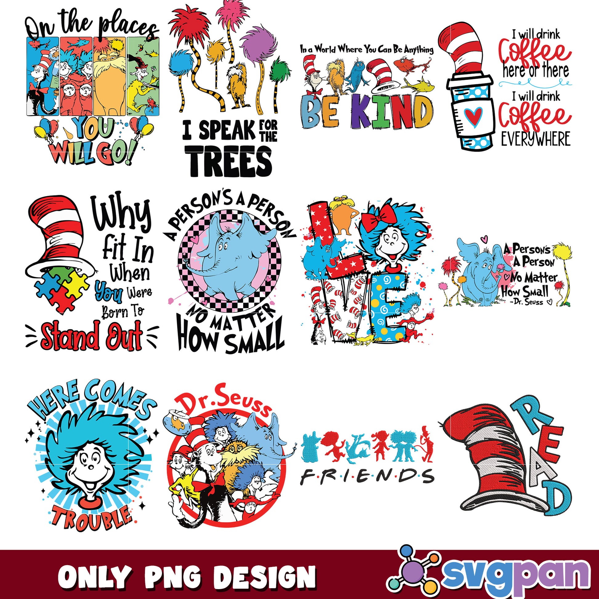 Fun Dr Seuss Quote PNG Bundle for Creative Projects
