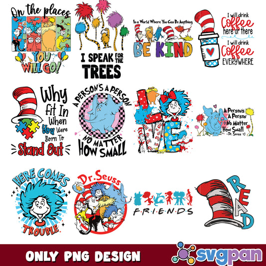 Fun Dr Seuss Quote PNG Bundle for Creative Projects