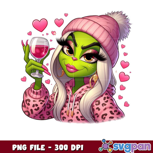 Fun Grinch Character in Cute Sweater, Stylish PNG Design