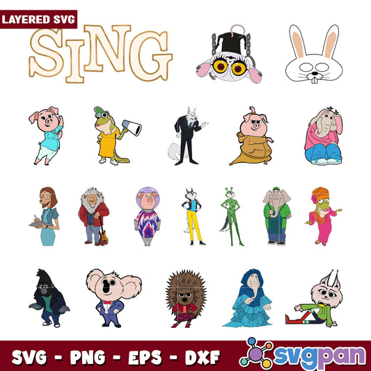 Fun Layered SVG Bundle for Sing Movie Fans