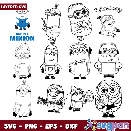 Fun Minion Bundle SVG for Creative Projects Download