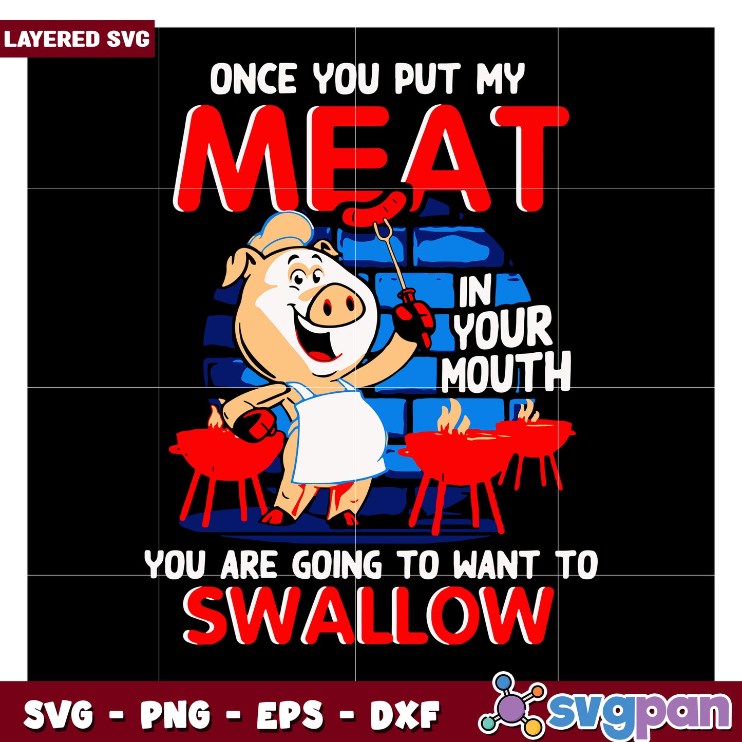 Funny BBQ Pig Graphic, Perfect for Meat Lovers and Grill Enthusiasts