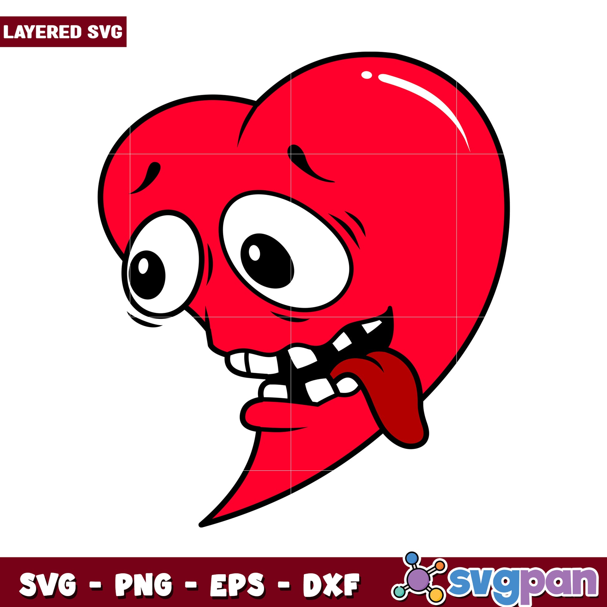 Funny Cartoon Heart Illustration for SVG Design Projects, Playful and Creative Graphic for Crafts and Prints