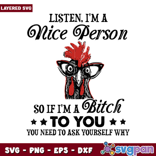 Funny Chicken Quote SVG, Perfect for Gift and Craft Projects