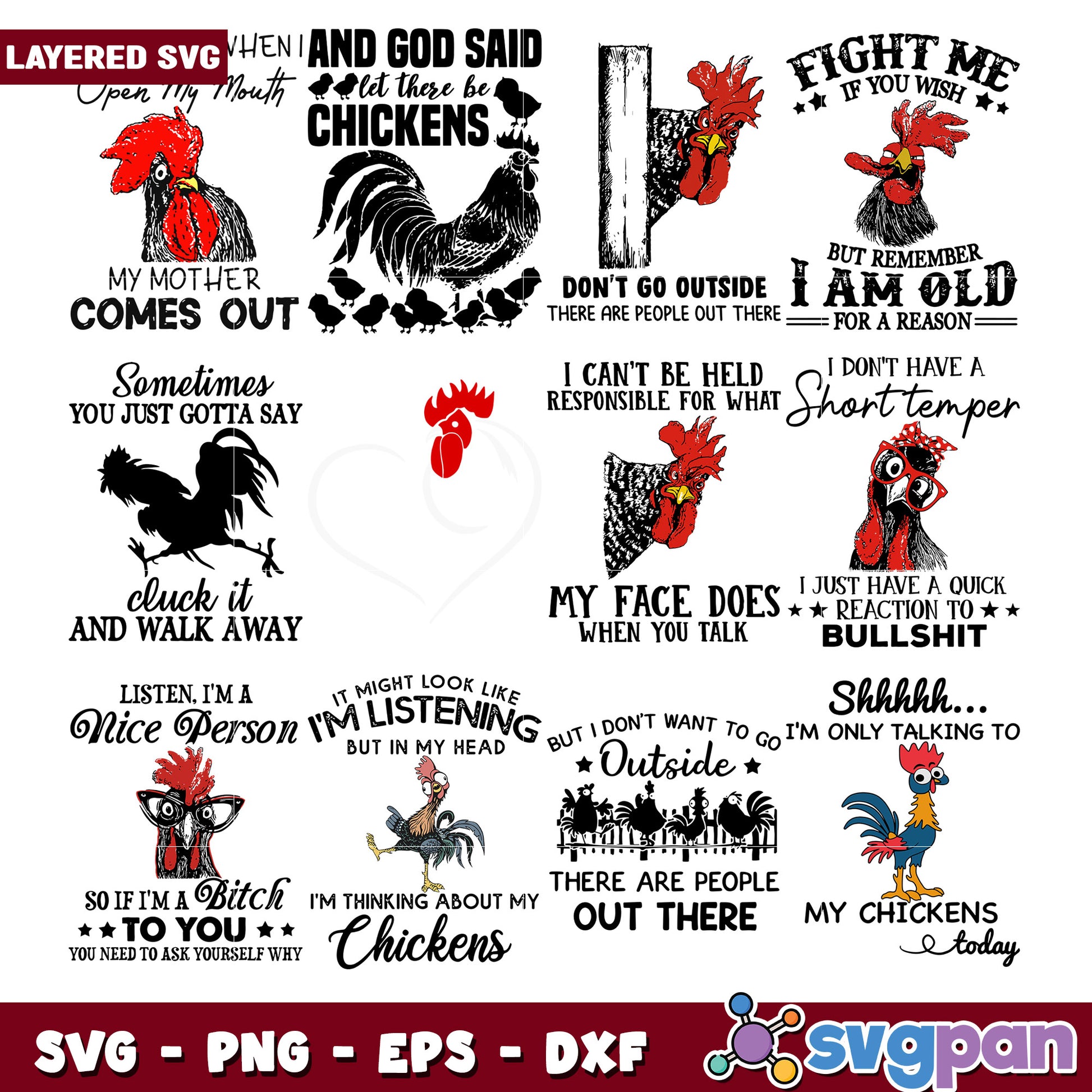 Funny Chicken Quotes SVG Bundle for Crafters 2023
