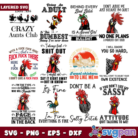 Funny Chicken SVG Bundle