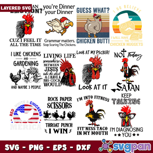 Funny Chicken Themed SVG Bundle for Crafts and Gifts