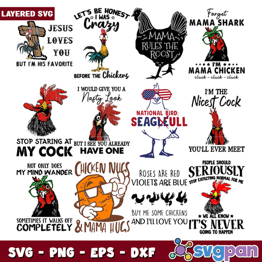 Funny Chicken Themed SVG Bundle for Creative Projects