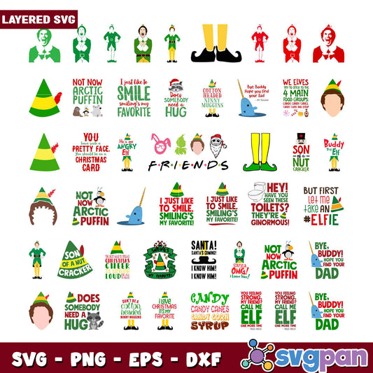 Funny Christmas Elf SVG Bundle for Holiday Crafts