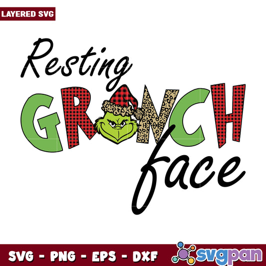 Funny Christmas Resting Grinch Face svg, christmas decor​ svg, grinchy svg