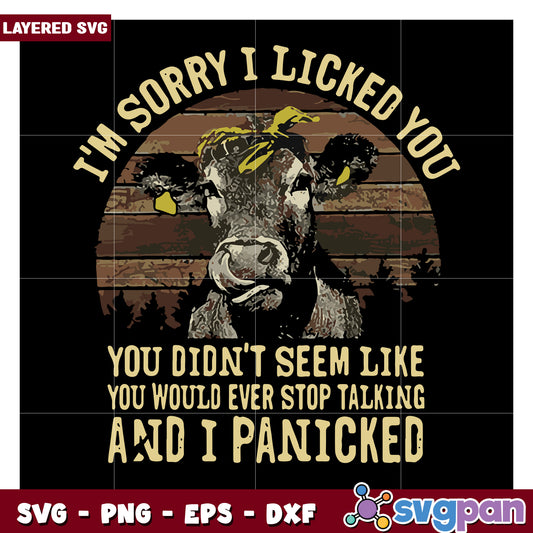 Funny Cow SVG Design for Crafting Projects, Humorous Licking Quote