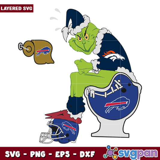 Funny Denver Broncos Grinch Buffalo Bills svg, christmas decor​ svg, grinchy svg