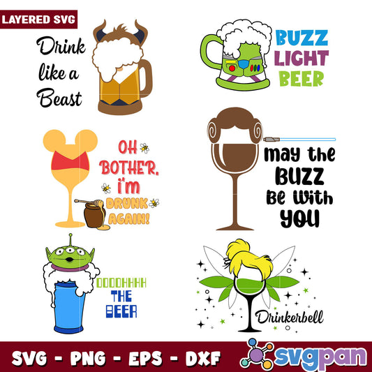 Funny Drink Themed SVG Bundle for Craft Projects