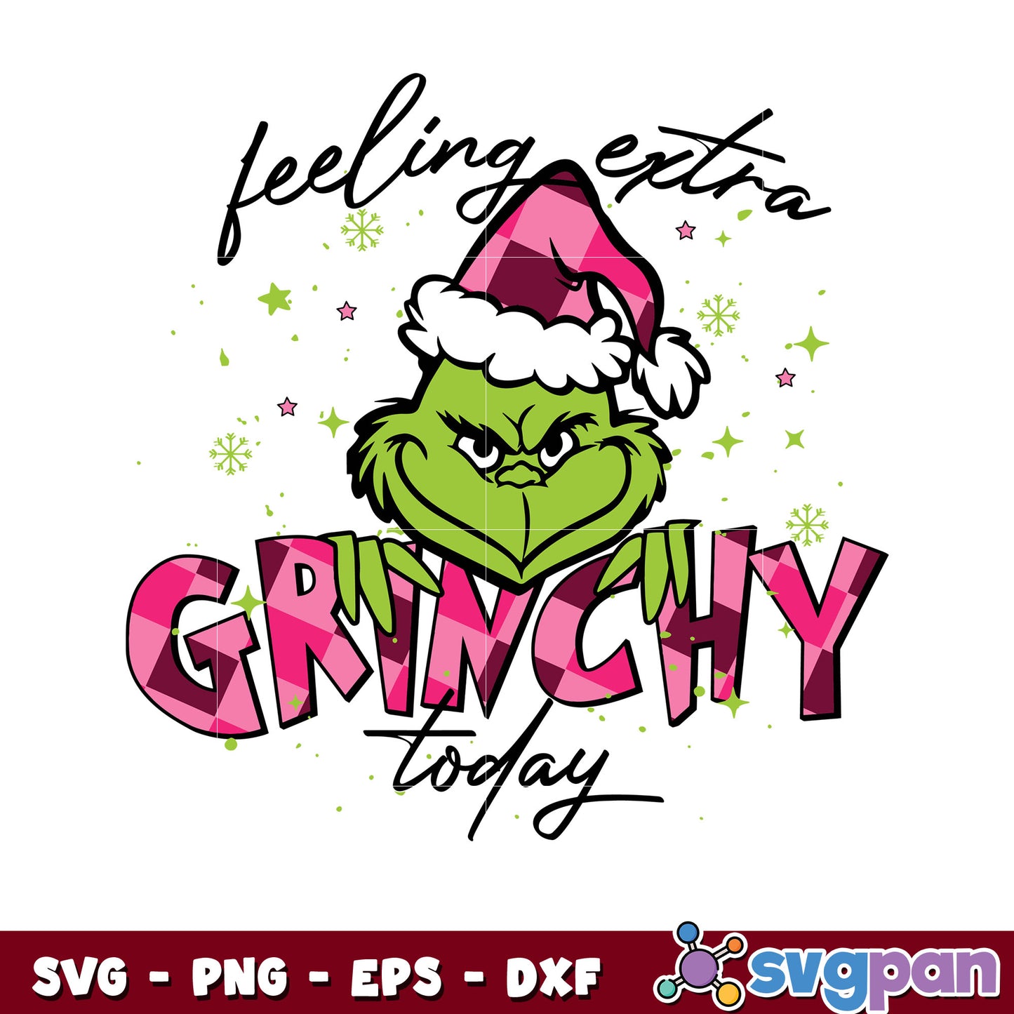 Funny Feeling Extra Grinchy Today svg, grinch head svg, pink christmas svg