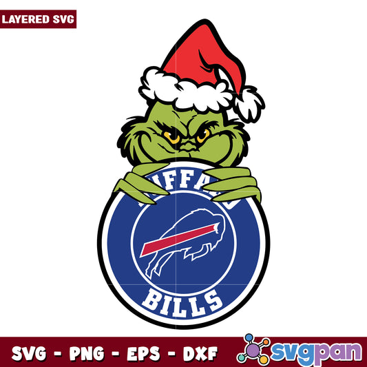 Funny Grinch Buffalo Bills Circle Logo svg, christmas decor​ svg, grinchy svg