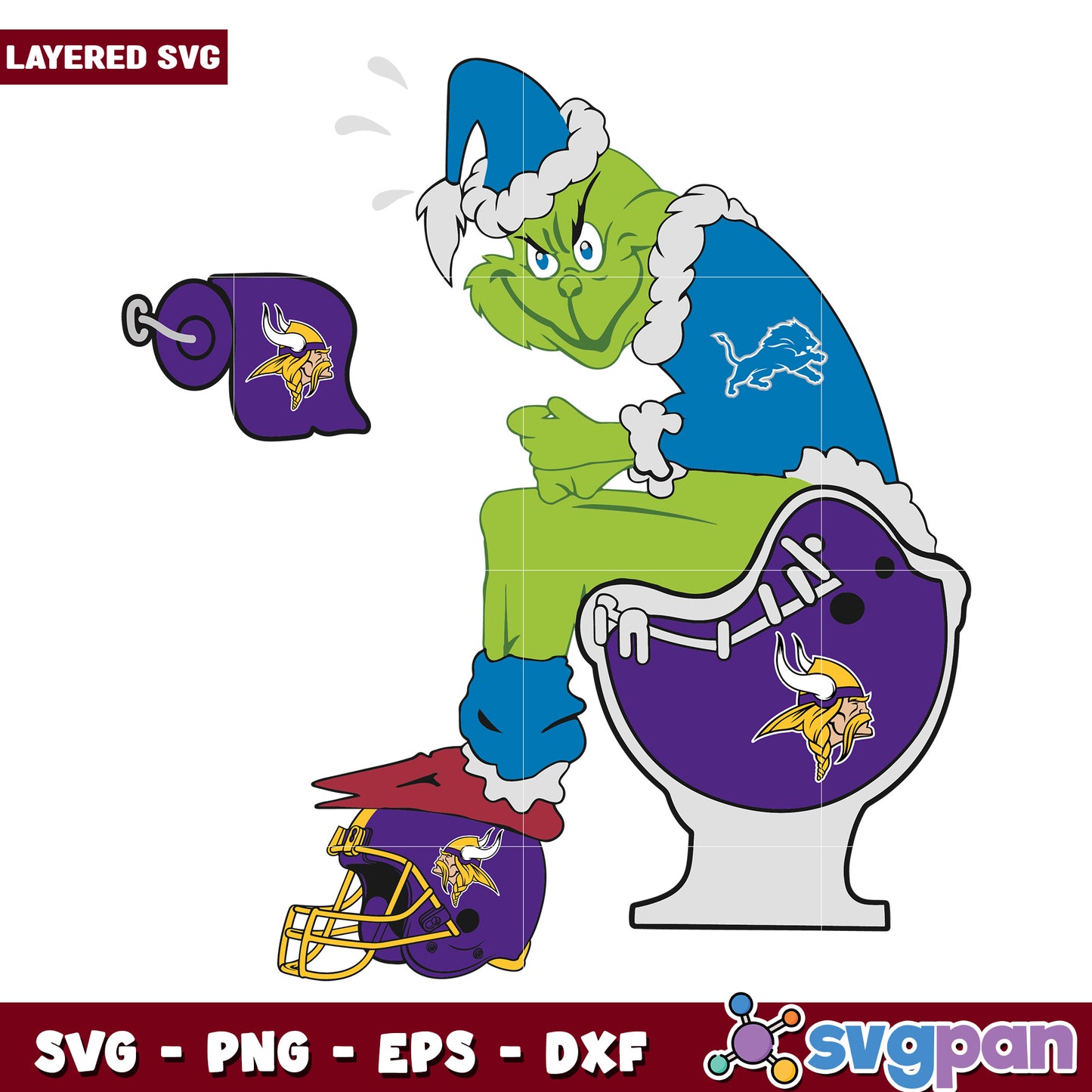 Funny Grinch Detroit Lions And Minnesota Vikings svg, christmas decor​ svg, grinchy svg