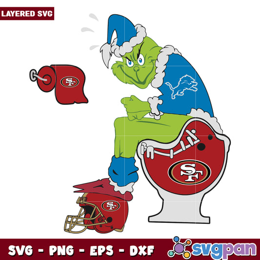 Funny Grinch Detroit Lions And San Francisco 49ers svg, christmas decor​ svg, grinchy svg