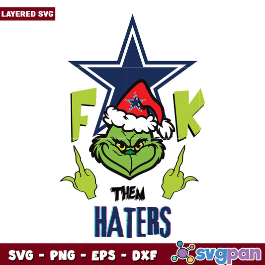 Funny Grinch Fuck Them Dallas Cowboys svg, christmas season​ svg, grinch cartoon svg