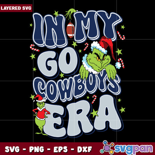 Funny Grinch In My Go Cowboys Era svg, christmas season​ svg, grinch cartoon svg