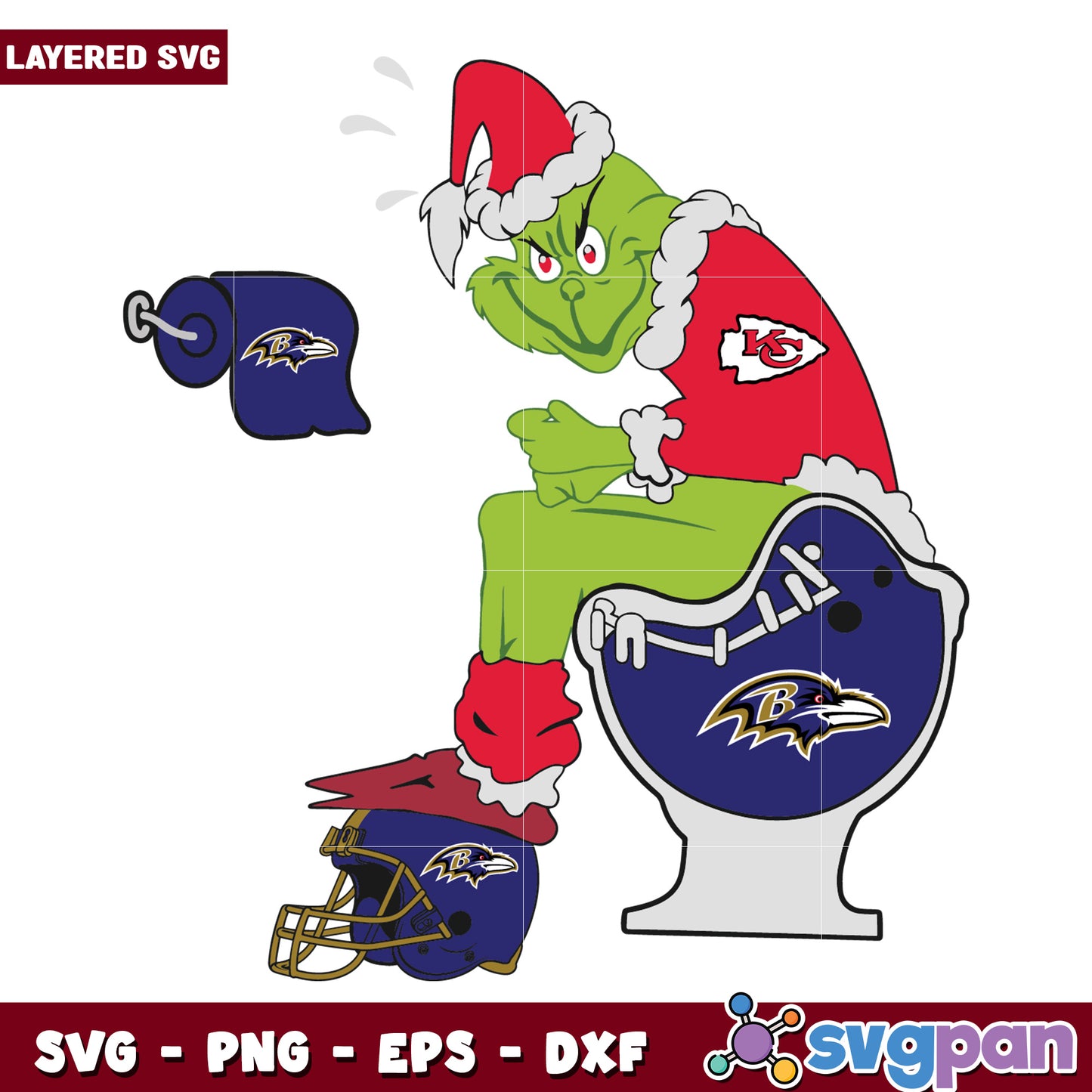 Funny Grinch Kansas City Chiefs And Ravens svg, christmas season​ svg, grinch cartoon svg