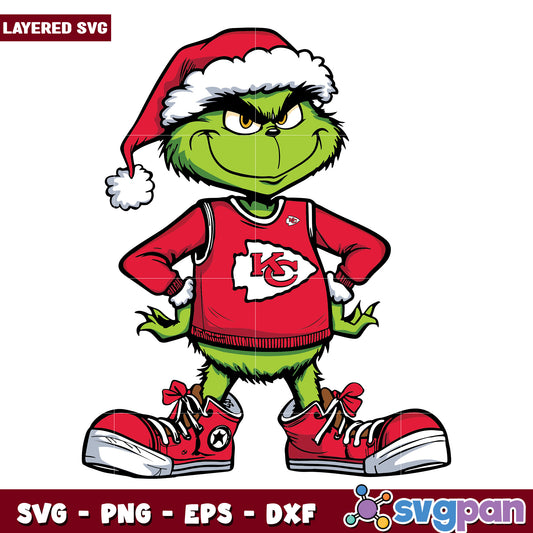 Funny Grinch Kansas City Chiefs Football svg, christmas season​ svg, grinch cartoon svg