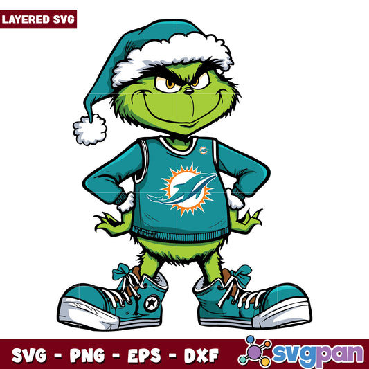Funny Grinch Miami Dolphins Football svg, christmas season​ svg, grinch cartoon svg