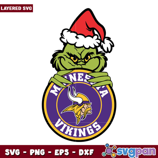 Funny Grinch Minnesota Vikings Circle Logo svg, christmas season​ svg, grinch cartoon svg